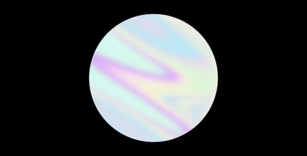 Foto círculo holográfico abstrato sobre fundo preto efeito de textura de ruído gradiente de cor líquida iridescente