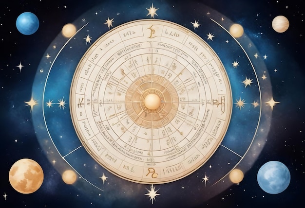 Círculo de horóscopo de astrología una pintura de un planeta