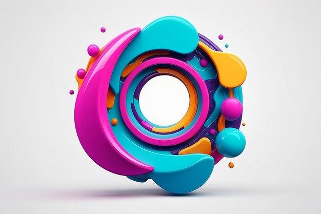 Círculo líquido colorido Formas geométricas abstractas en fondo blanco Elementos de diseño vectorial 3D