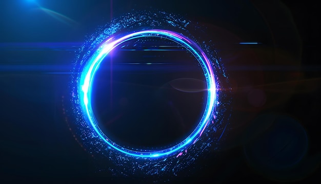 un círculo de luz azul y púrpura con un círculo azul a su alrededor