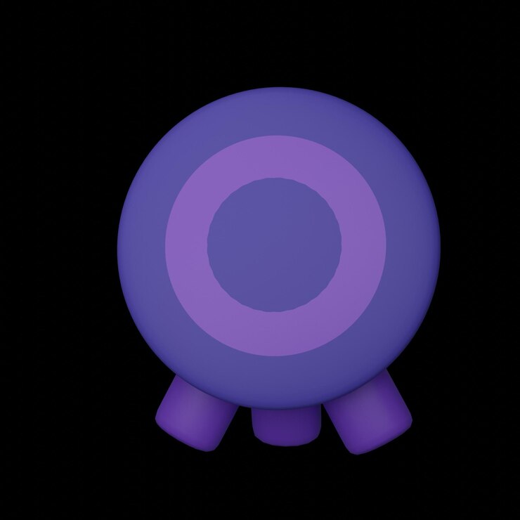 Foto un círculo morado y azul con la palabra "o" en él.