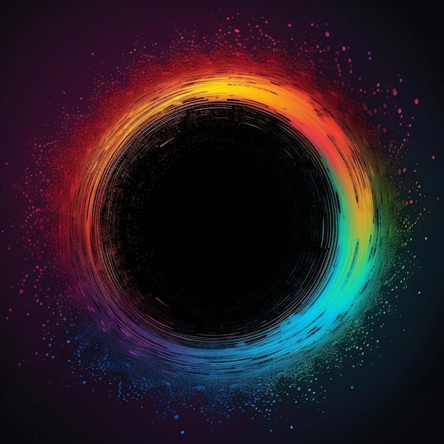 Un círculo negro con un círculo de color arcoíris en el centro.