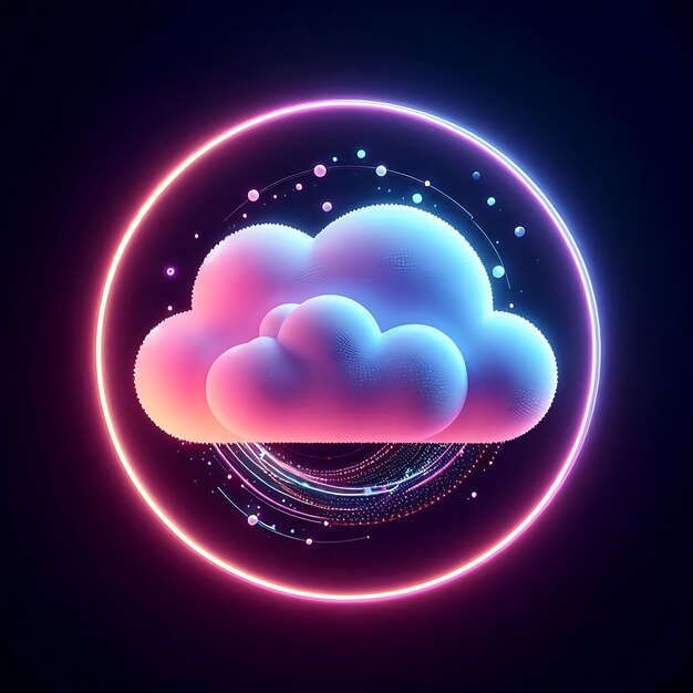 un círculo con nubes y un corazón en el medio
