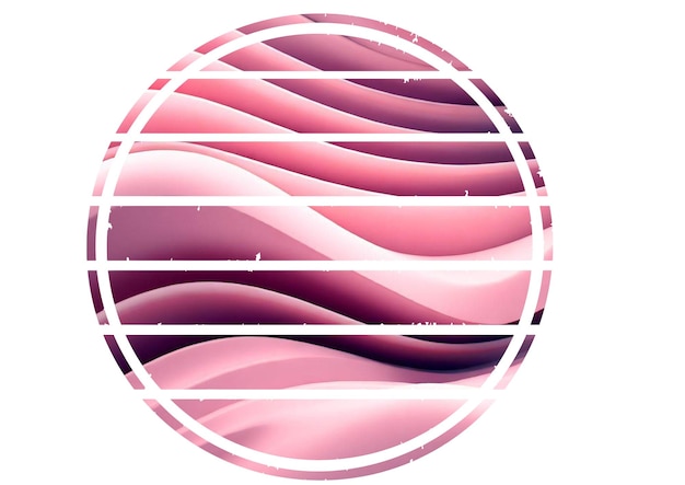 Un círculo con ondas en rosa y morado.