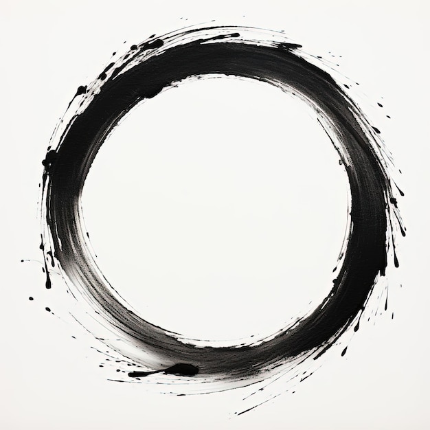 Foto un círculo de pintura de pincel negro dentro de un papel en el estilo del minimalismo zen