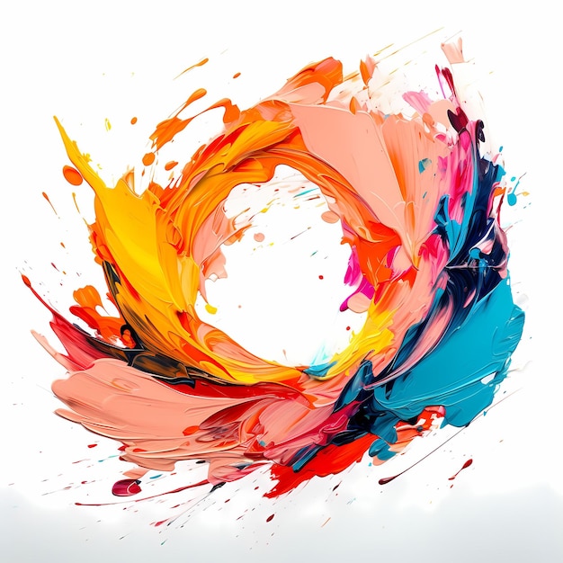 un círculo de pintura tiene un círculo con los colores del arcoíris en el medio.