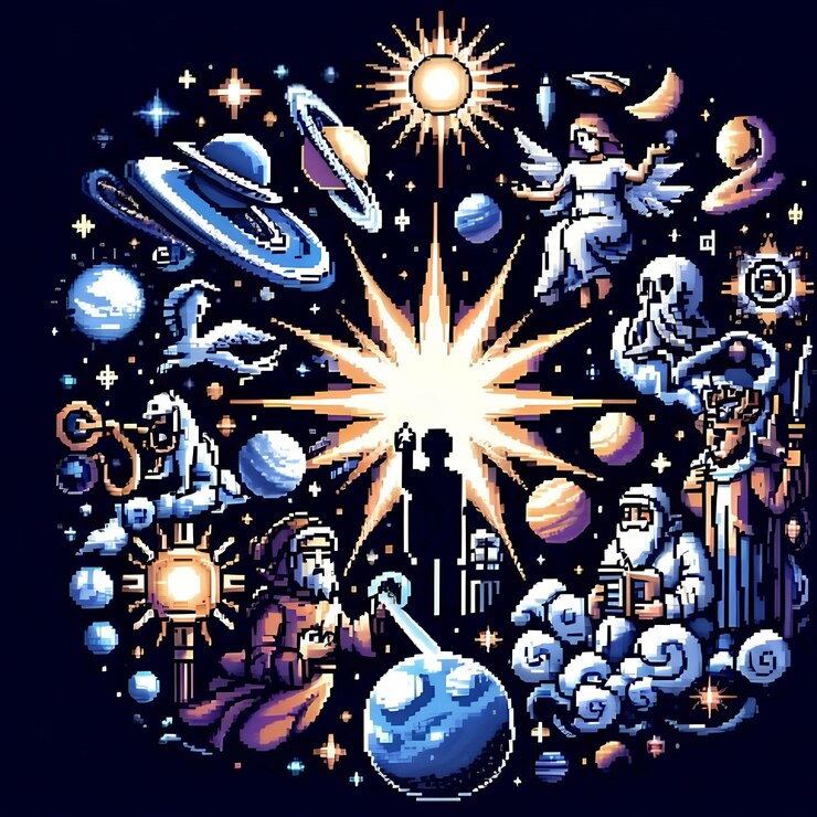 Foto un círculo de planetas y la estrella del universo