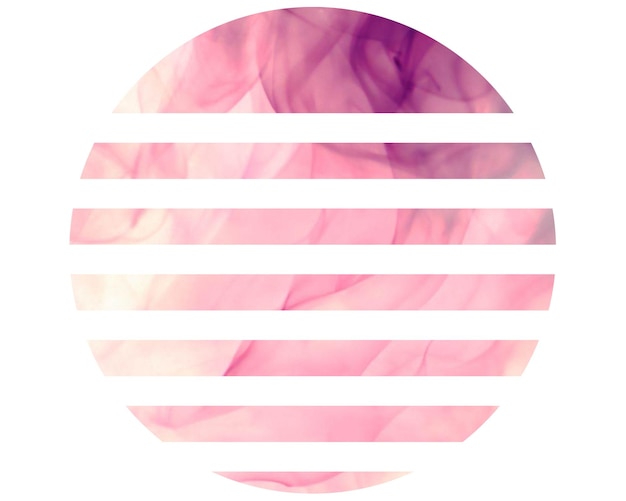 Un círculo con rayas rosas y una línea blanca que dice 'humo'