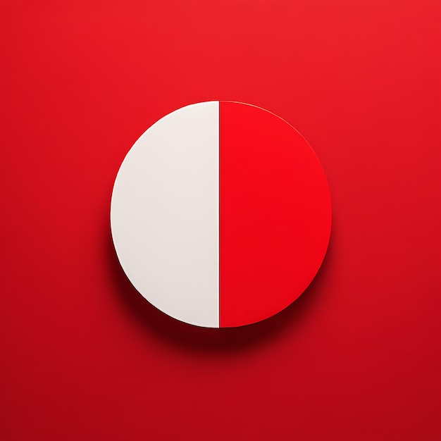 círculo redondo blanco sobre fondo rojo renderización 3d