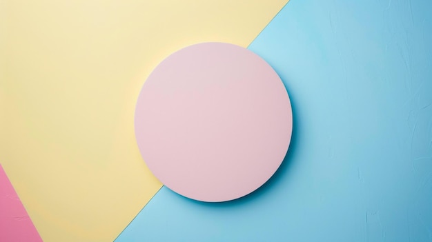 un círculo rosa está en un fondo azul