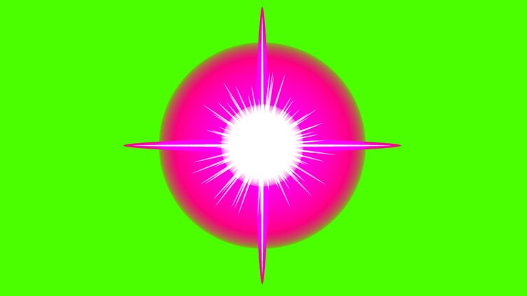 Foto un círculo rosa y púrpura con un fondo verde con una estrella en el centro
