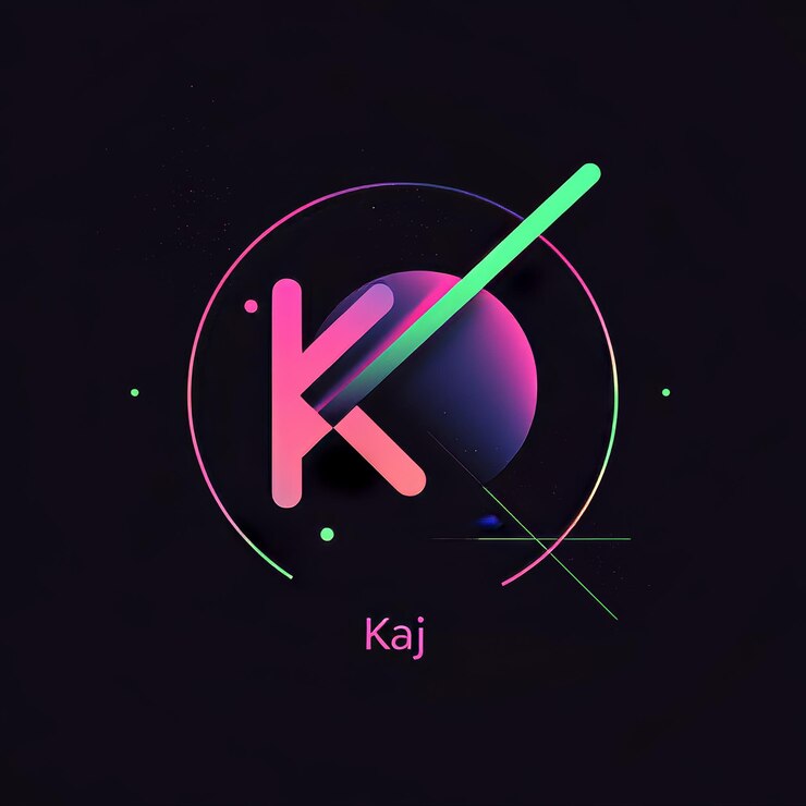 Foto un círculo rosa y verde con la letra k en él