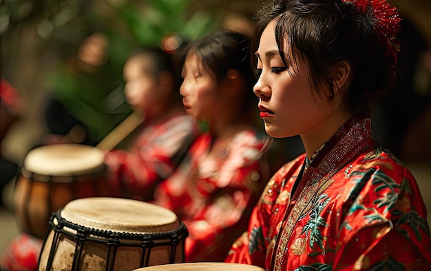Círculo de tambores de Año Nuevo Chino en la comunidad