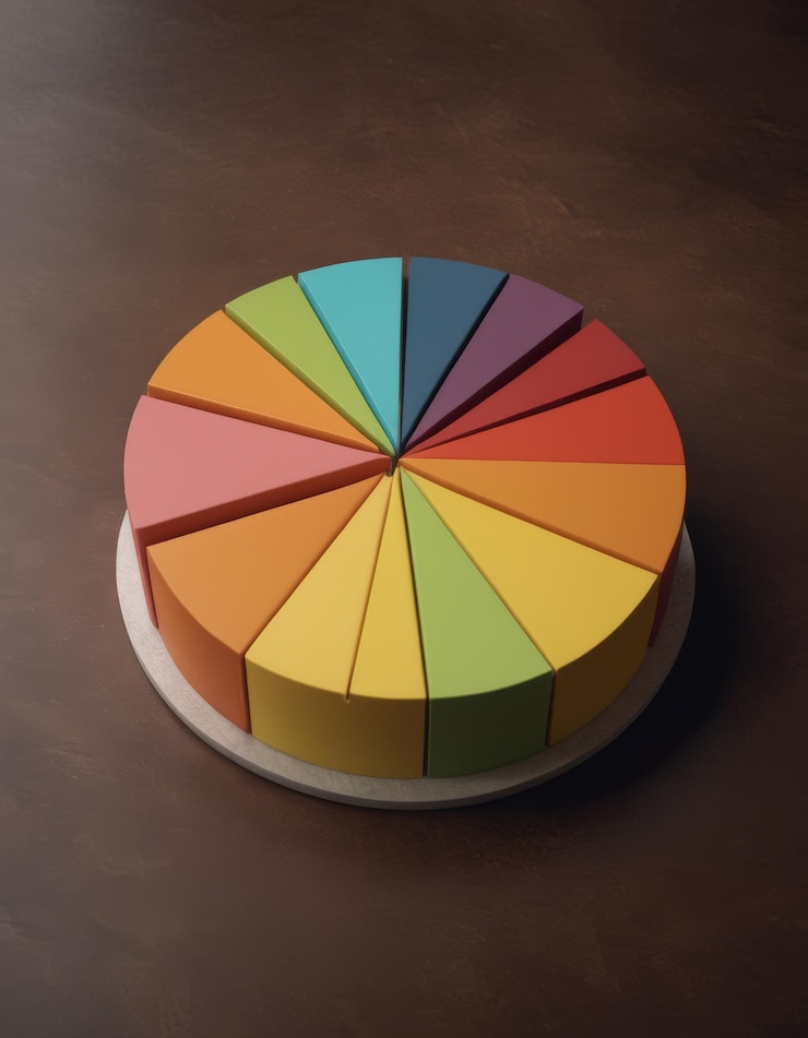 Foto un círculo de triángulos de colores está en una mesa