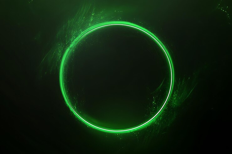 Círculo verde brillante con un fondo oscuro