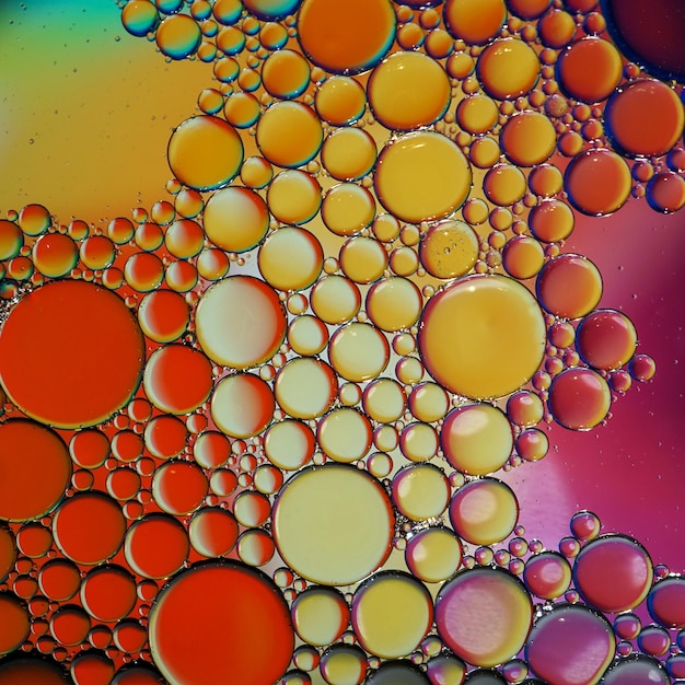 círculos de aceite multicolores en el agua, fondo colorido