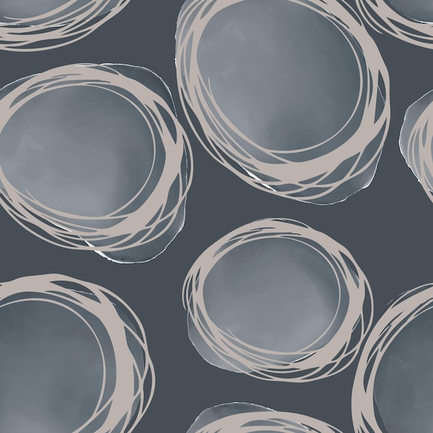 Círculos de acuarela abstractos con detalles garabateados en la superficie de teal