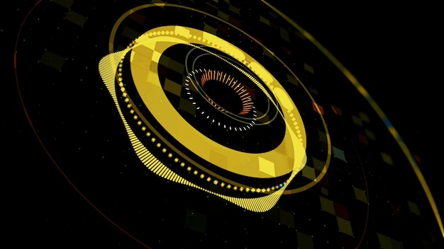 Círculos coloridos de ecualizador de audio en movimiento sobre fondo negro animación ondas de audio efectos visuales