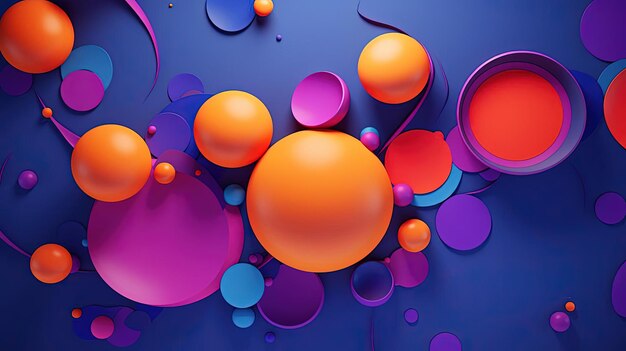 círculos coloridos en un fondo púrpura en el estilo de formas de color bloqueado