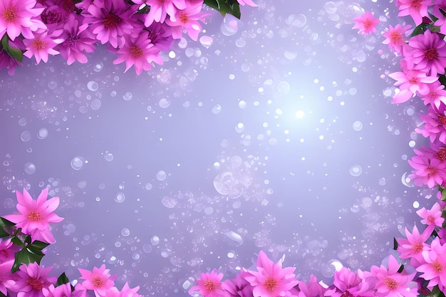 Círculos de água com pétalas de fundo rosa composição realista com brilho e flores sakura
