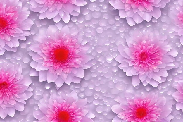 Foto círculos de água com pétalas de fundo rosa composição realista com brilho e flores sakura