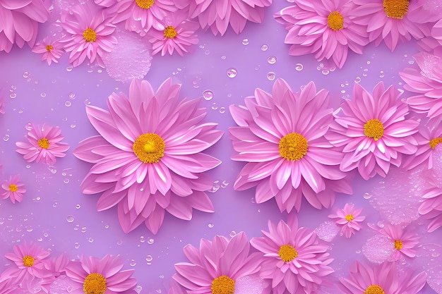 Círculos de água com pétalas de fundo rosa composição realista com brilho e flores sakura