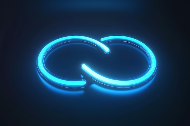 Círculos de néon azuis brilhantes em um fundo escuro renderização 3D