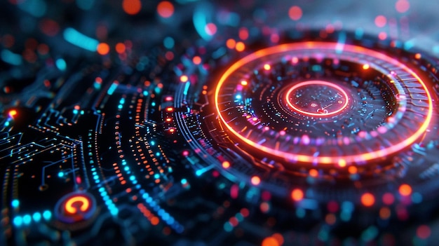 Círculos de néon vibrantes formando um intrincado Techinspi Capture Background