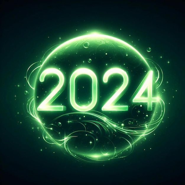 Foto círculos verdes para o feliz ano novo de 2024