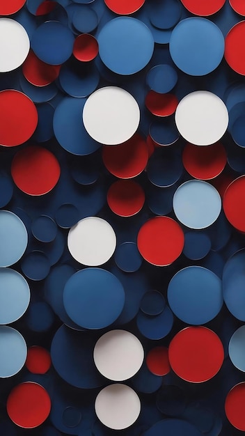 Círculos vermelhos e azuis com pontos brancos sobre um fundo escuro