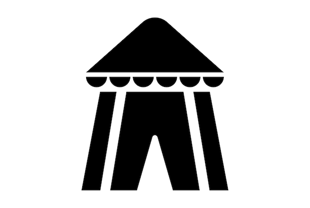 Circus Tent carnaval icono negro fiesta glifo símbolo circo signo arte