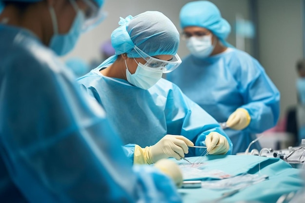 cirujano del equipo en el trabajo en operar en el hospital