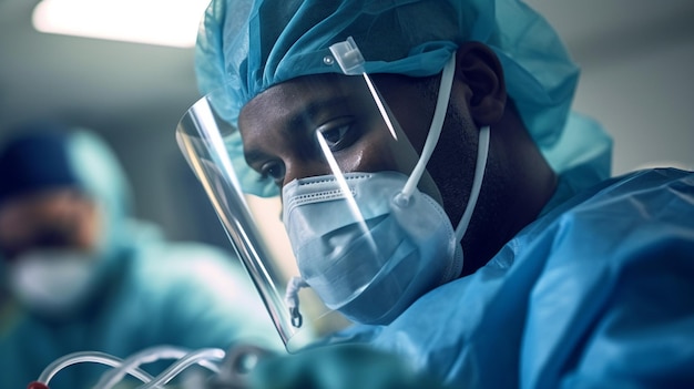 Cirujanos que realizan una operación en el quirófano imagen tonificada con poca profundidad de campo