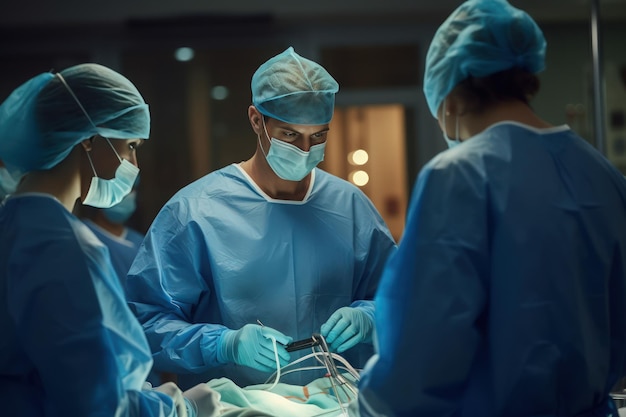 cirujanos realizando cirugía en operación