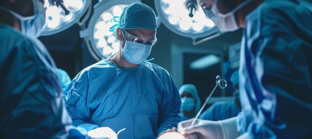 Cirurgião habilidoso realizando um procedimento cirúrgico preciso em uma sala de cirurgia moderna