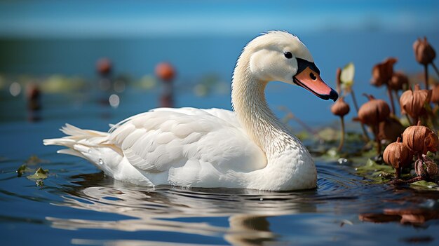 cisne blanco en el lago