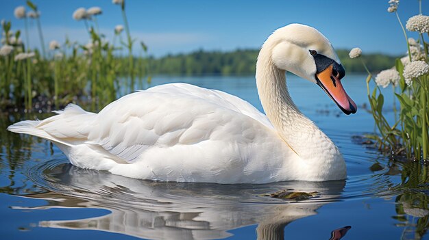 cisne blanco en el lago