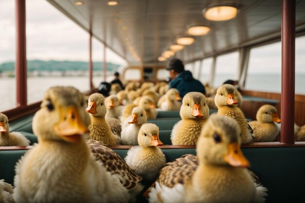 Foto el cisne blanco nada con el estante de alimentación en el lago