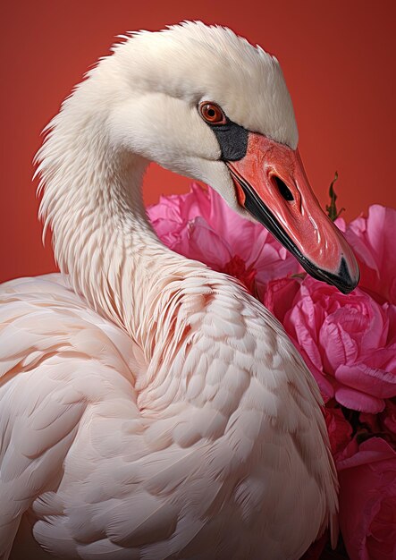 un cisne blanco con un pico negro y un pico negra