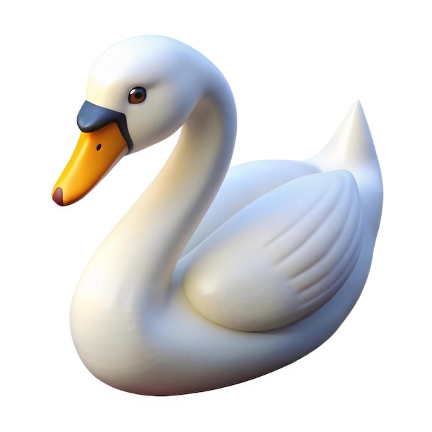 cisne branco com pose graciosa e bico laranja brilhante em fundo branco