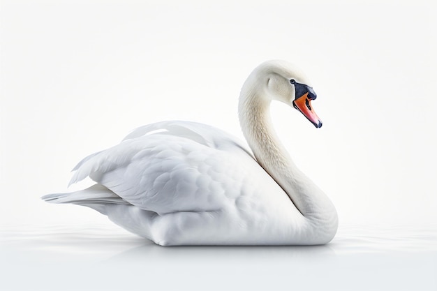 Foto cisne branco isolado em um fundo branco renderização 3d