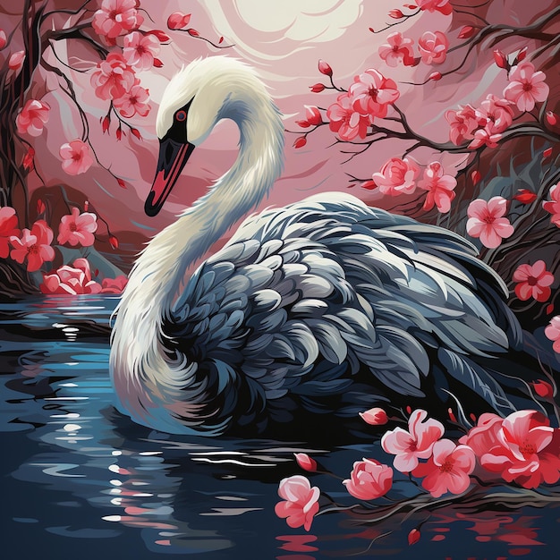 Cisne com tema japonês