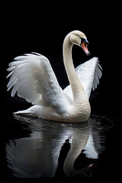 Cisne em fundo preto