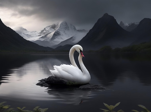 un cisne en el estanque