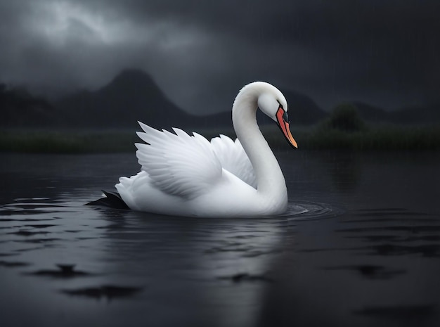 un cisne en el estanque