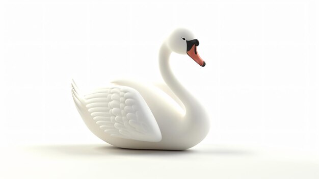 Un cisne gracioso con su largo cuello curvo y alas elegantes sus plumas son de un blanco prístino y sus ojos son de un marrón oscuro profundo