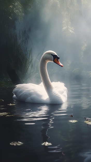 Un cisne nadando en el agua