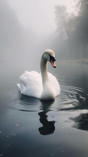 Un cisne nadando en el agua