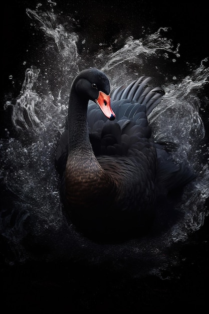 Cisne negro en el agua