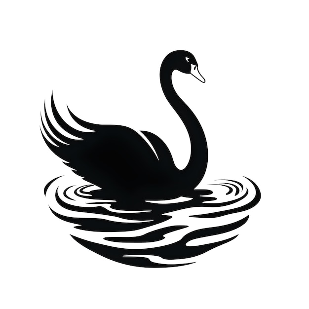 Un cisne negro de silueta flota en el agua